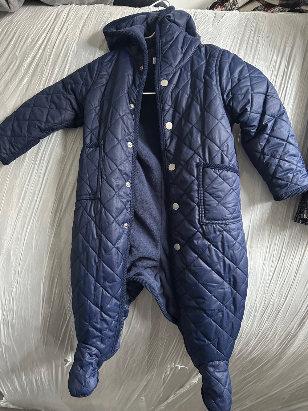 Ralph Lauren Navy Quilted Footed One-Piece Snowsuit